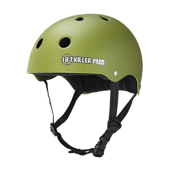 187 Killer Pads Pro Skate Sweatsaver Army Green Matte Helmet 