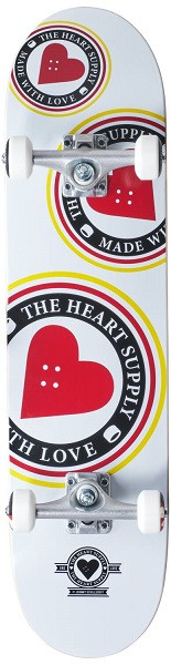 Heart Supply Logo Orbit White Longboard Complete